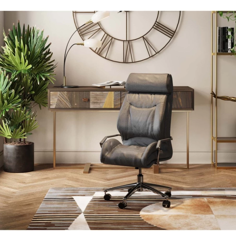 "KARE Design Modern Grey Office Chair – Ergonomic Executive Desk Chair for Home & Business"