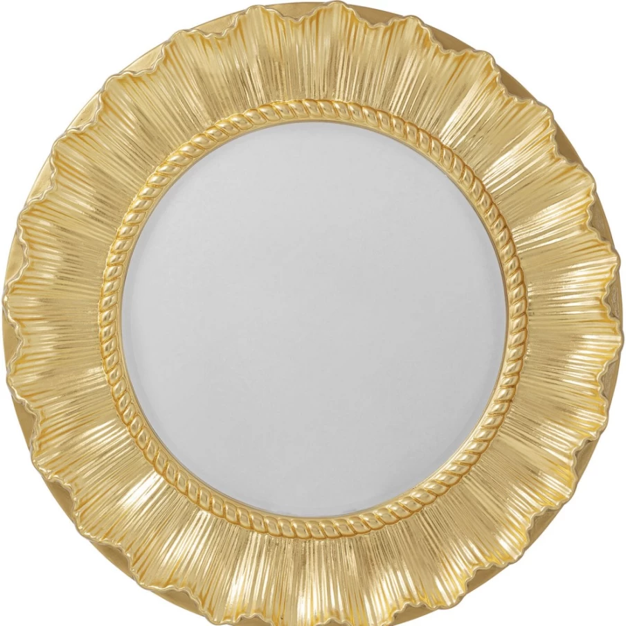 KARE Design Gold Sunburst Wall Mirror - 84cm Round Decorative Ray Mirror for Living Room