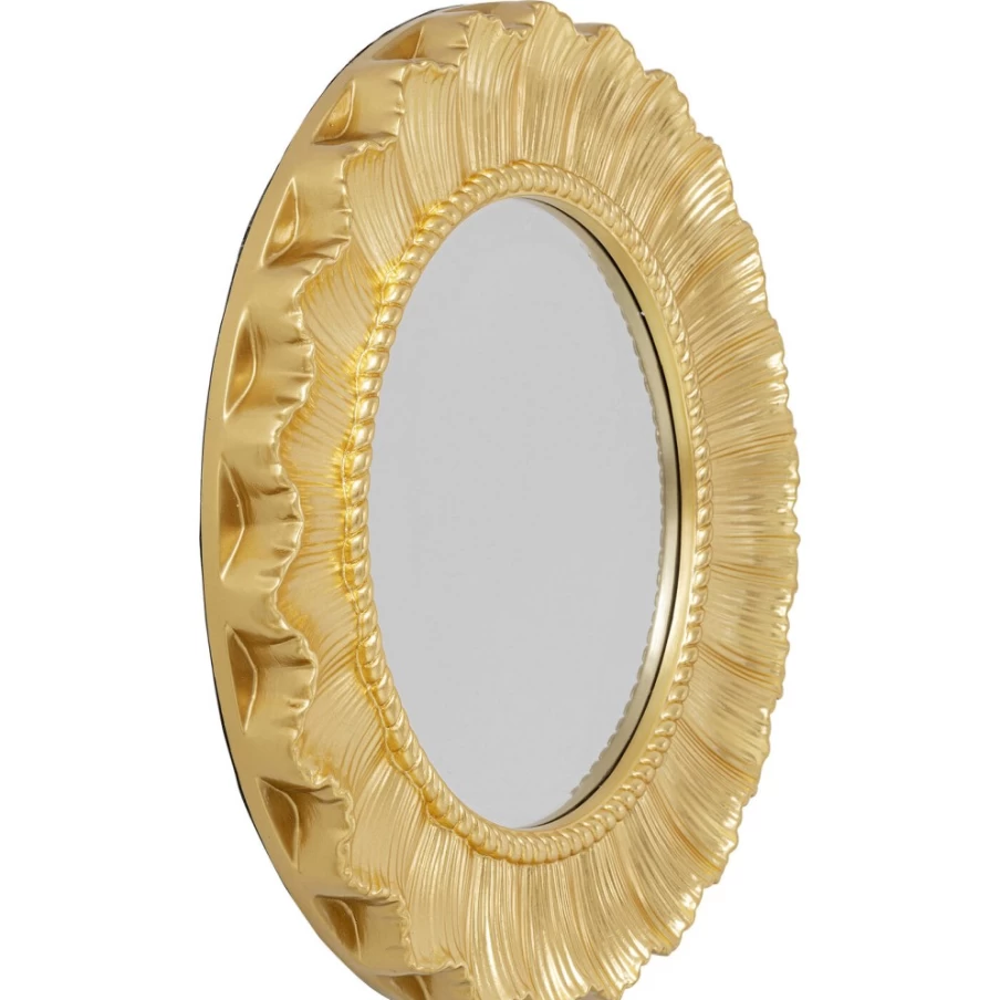 KARE Design Gold Sunburst Wall Mirror - 84cm Round Decorative Ray Mirror for Living Room