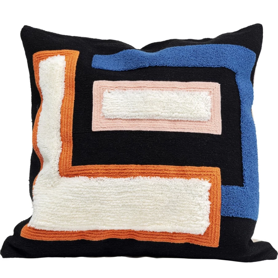 KARE Design Modern Tetris Pattern Cushion 45x45cm Decorative Square Pillow Cover for Home Sofa Bed