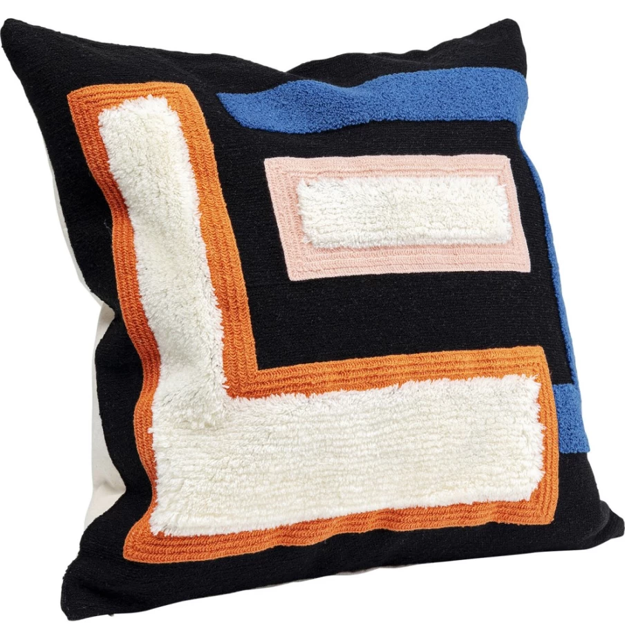 KARE Design Modern Tetris Pattern Cushion 45x45cm Decorative Square Pillow Cover for Home Sofa Bed