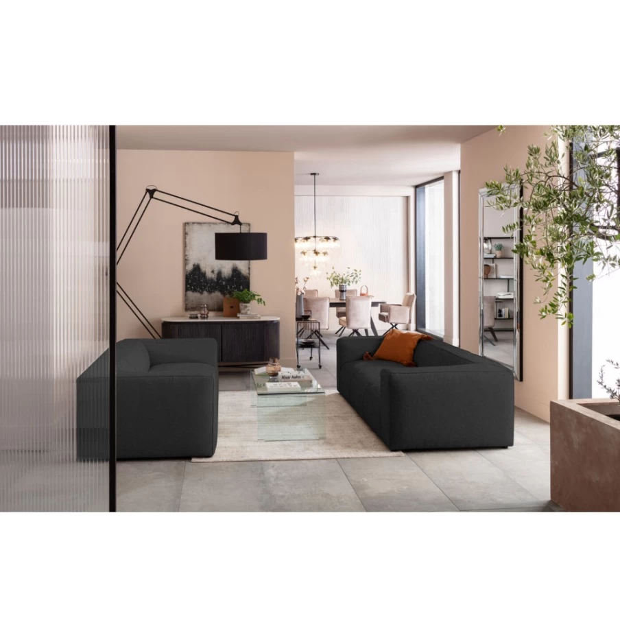 KARE Design Cubetto 3-Seater Sofa 220cm Dark Grey Modern Luxury Living Room Furniture