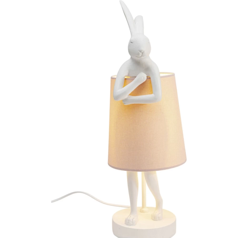 KARE Design Modern White and Rose Gold Rabbit Table Lamp - 50cm Height Animal-Shaped Nightstand Lighting