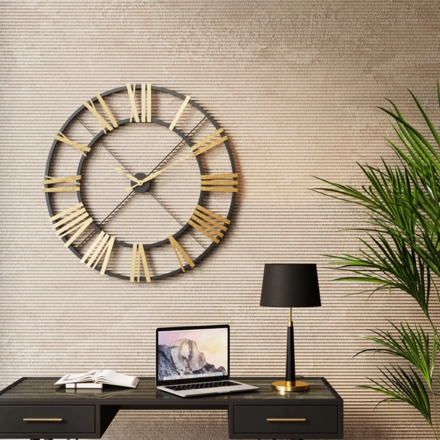 KARE Design Nevio Brass Wall Clock 95cm Modern Decorative Round Analog Timepiece
