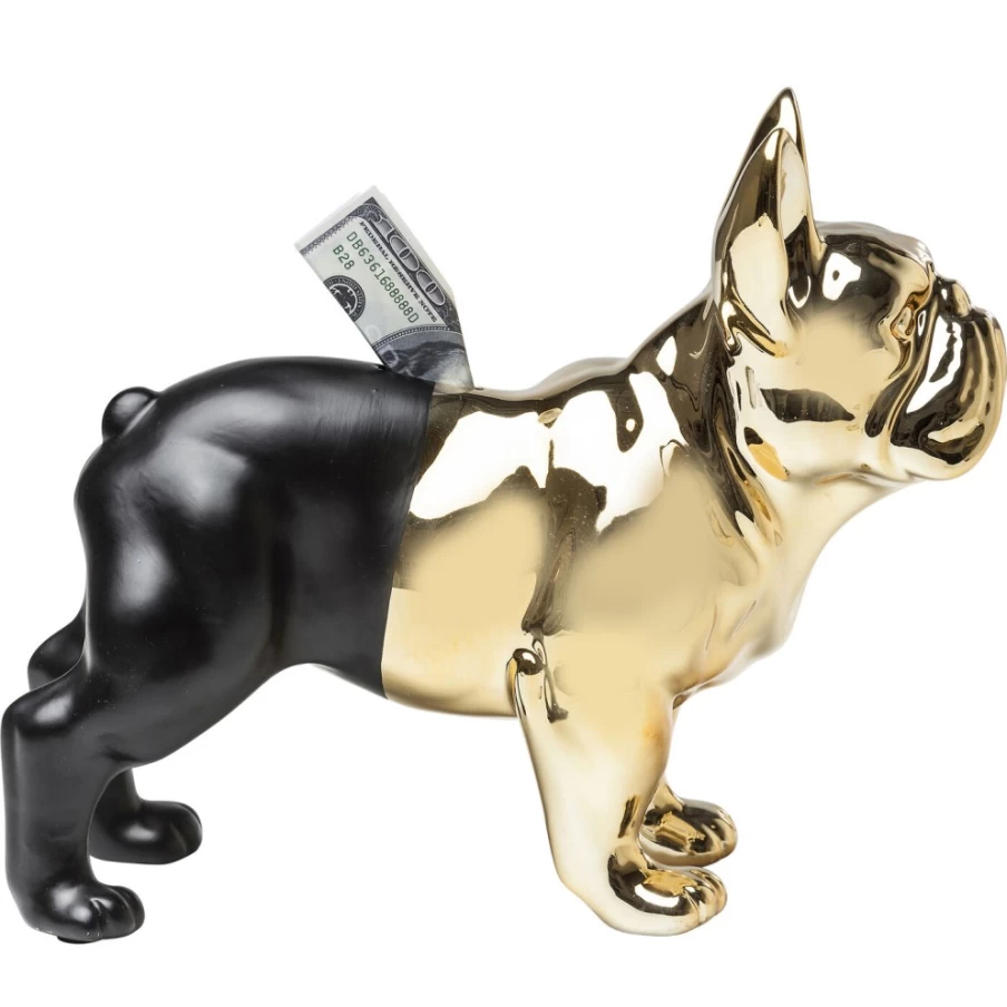 KARE Design Gold and Black Bulldog Money Box - Decorative Savings Bank