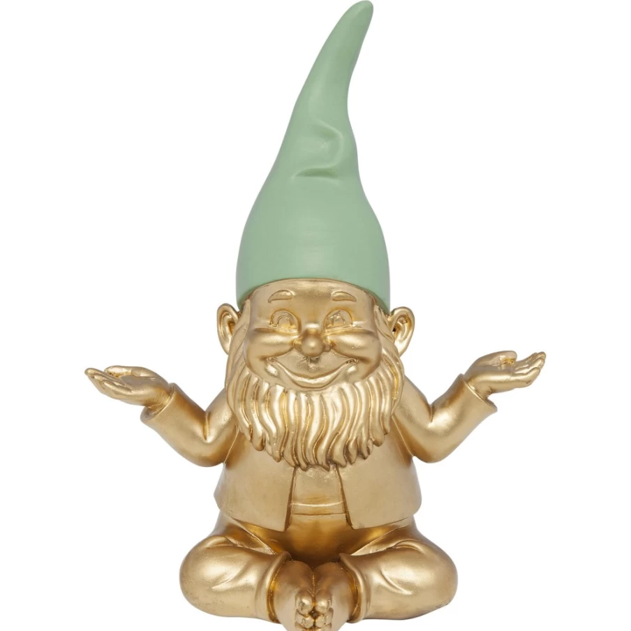 KARE Design Gold Green Meditation Dwarf Figurine - 19cm Decorative Statue for Home Decor
