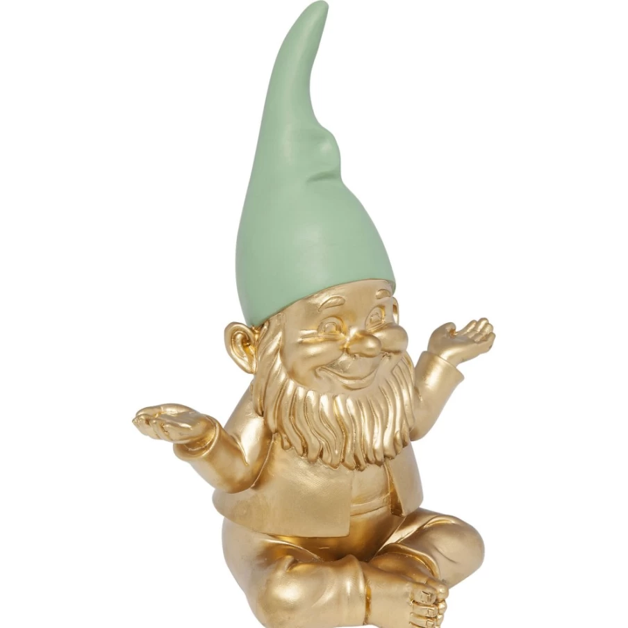 KARE Design Gold Green Meditation Dwarf Figurine - 19cm Decorative Statue for Home Decor