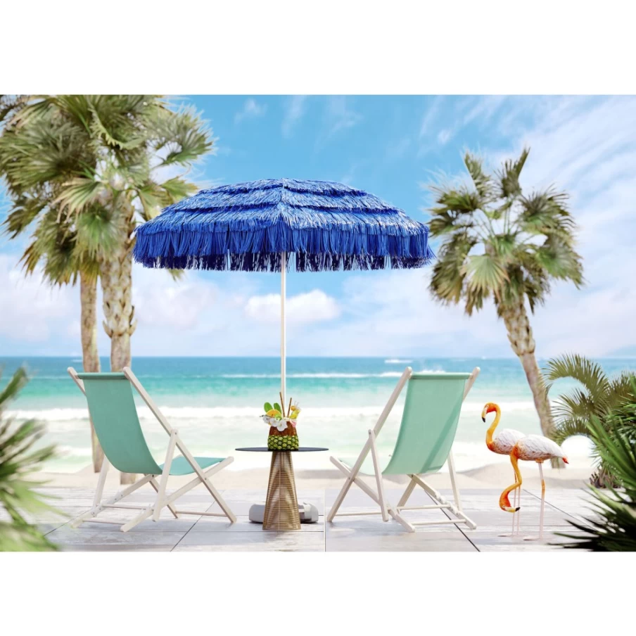 "KARE Design Hawaii Blue Sunshade Umbrella - 175cm Outdoor Patio Shade"