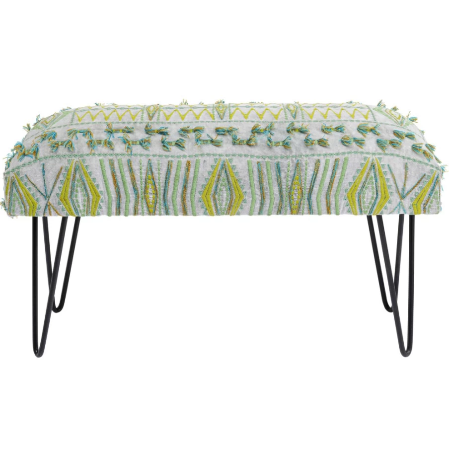 KARE Design Modern Bench Desna Patchwork Green 80Cm - Stylish Living Room Seating