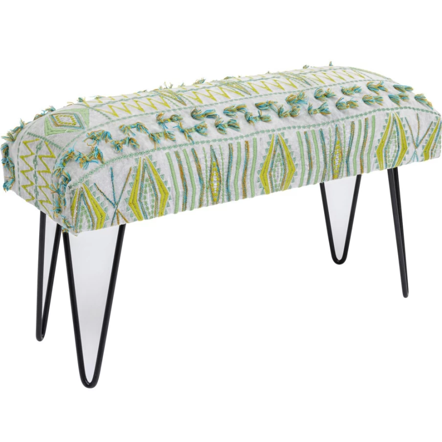 KARE Design Modern Bench Desna Patchwork Green 80Cm - Stylish Living Room Seating