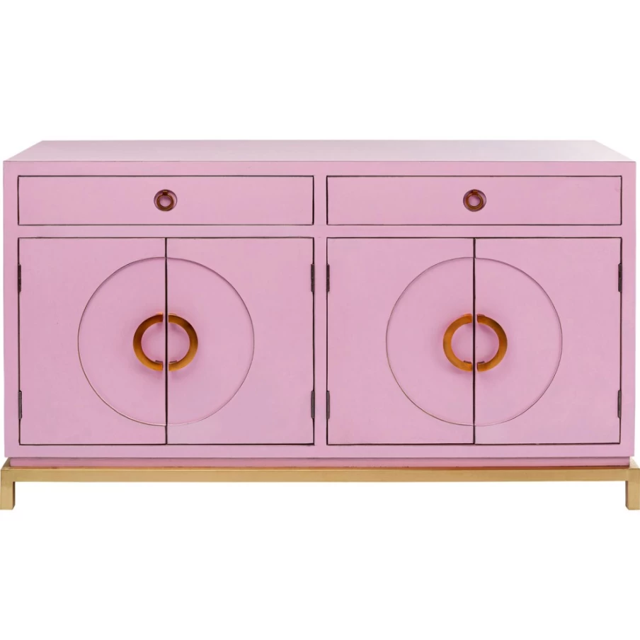 KARE Design Modern Pink Sideboard with Storage - Stylish Disk-Shaped Cabinet for Living Room