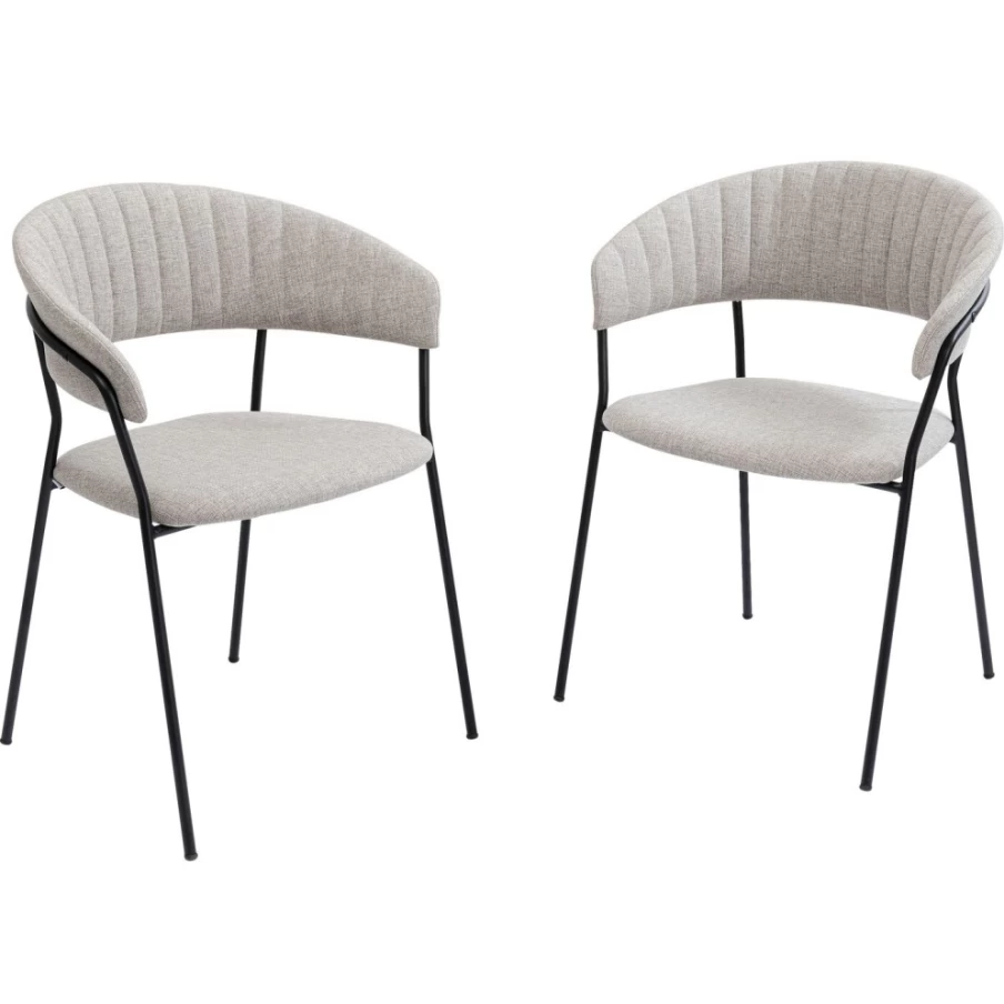 "KARE Design Belle Beige Armchair Set of 2 with Armrests – Modern Lounge Chairs"