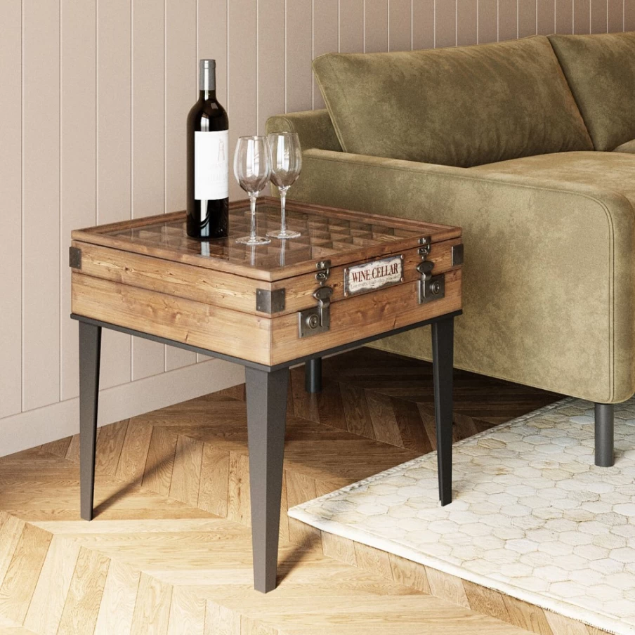 KARE Design Modern Side Table Collector Nature 55x55cm - Stylish Square End Table for Living Room