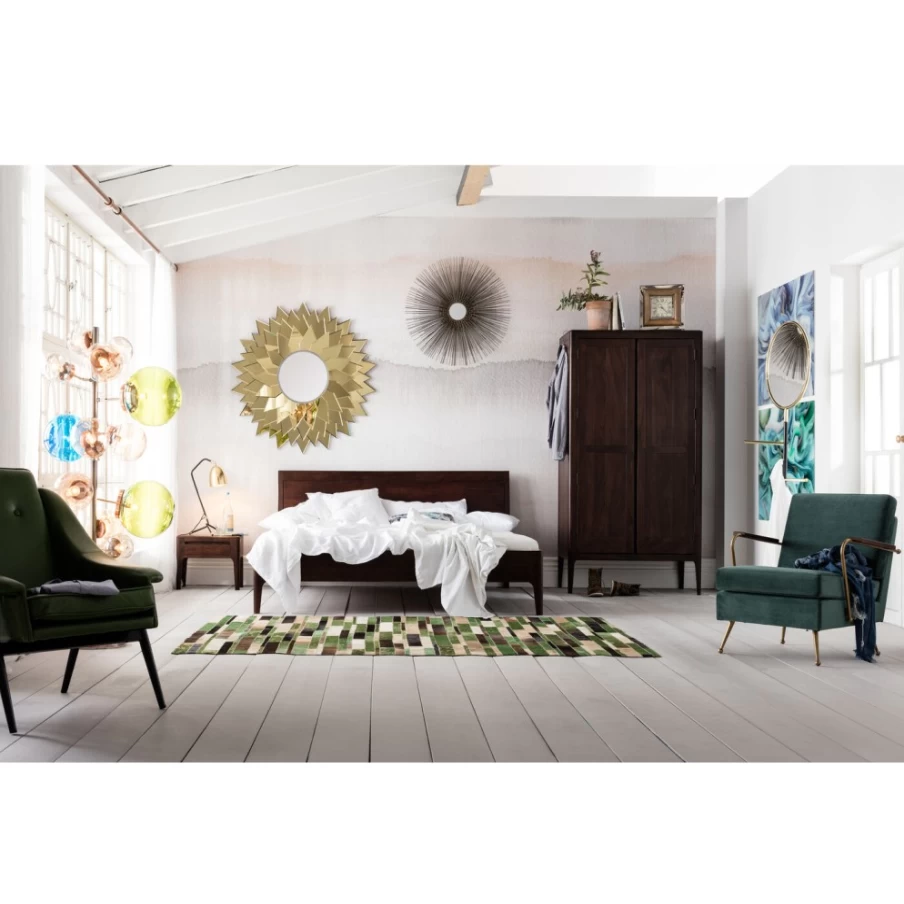 KARE Design Modern Walnut Wooden Bed Frame - Brooklyn Style 180x200cm Queen Size