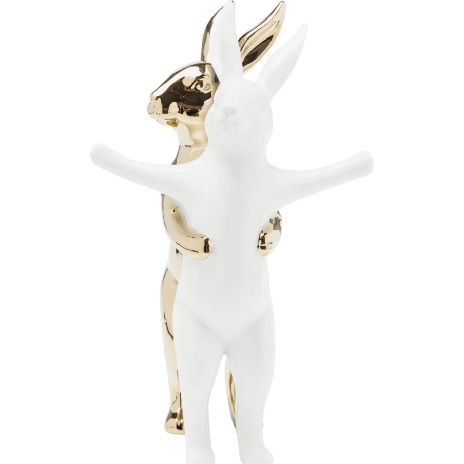 KARE Design Modern Rabbit Figurine - Medium-Sized Hugging Bunnies Sculpture for Home Decor