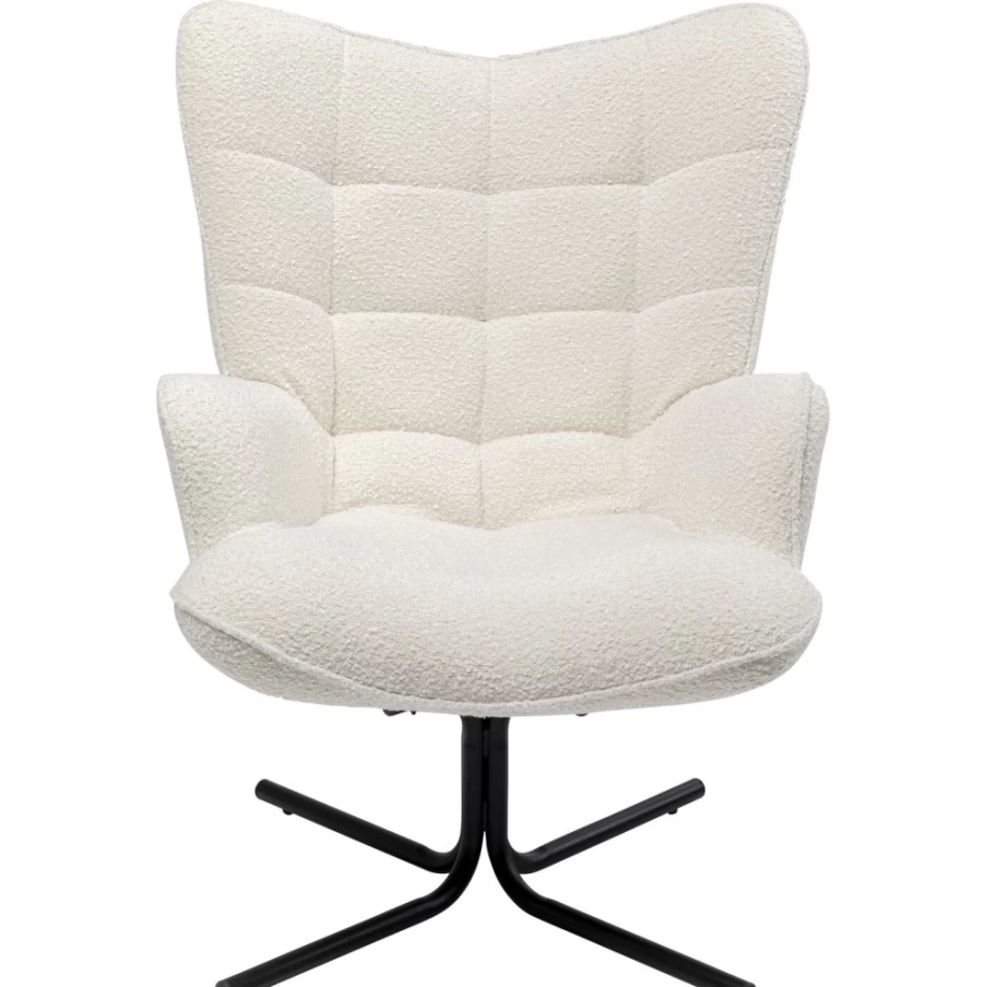 "KARE Design Oscar Swivel Armchair in Luxurious Boucle Cream Fabric"