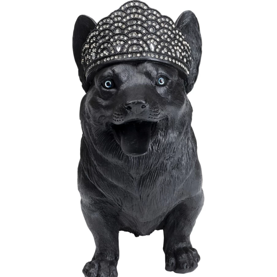 KARE Design Modern Royal Standing Corgi Dog Statue - Black Ceramic Deco Figurine, 52cm Home Decor