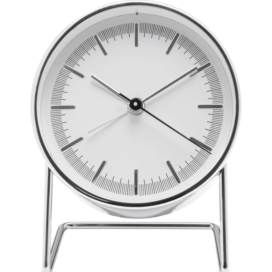 KARE Design Modern Silver Alarm Clock - 10x12cm Stylish Levin Bedroom Desk Clock