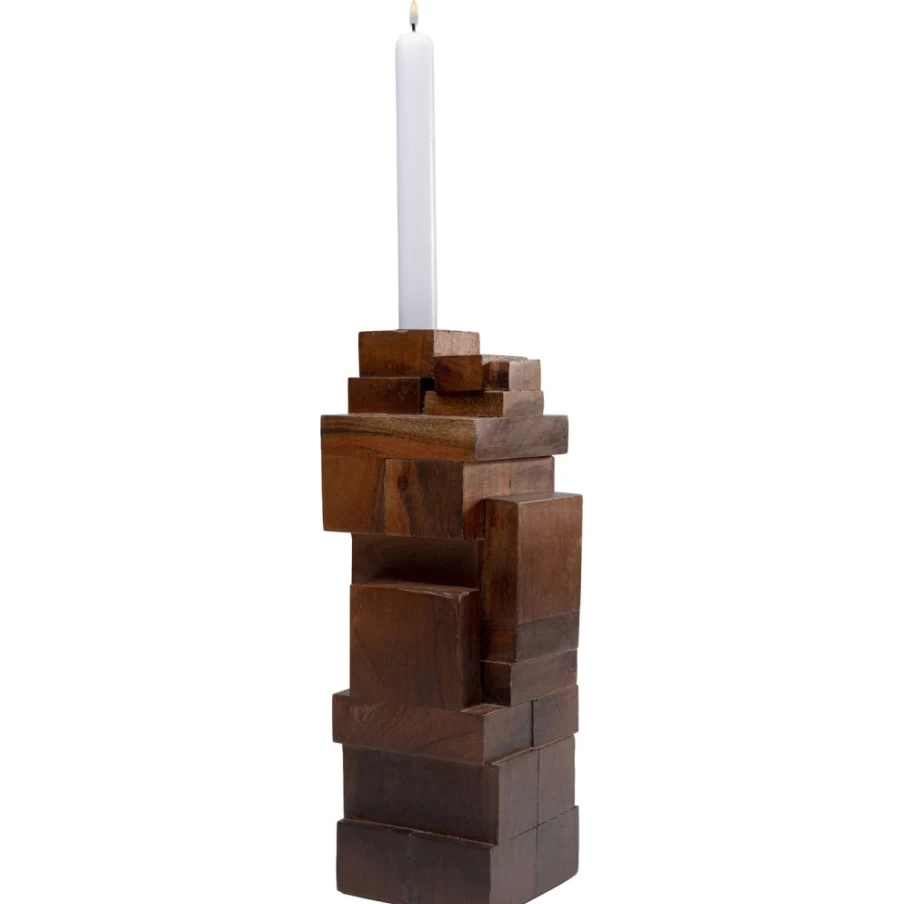 KARE Design Modern Wooden Tetris Candle Holder - 31cm Handcrafted Home Decor