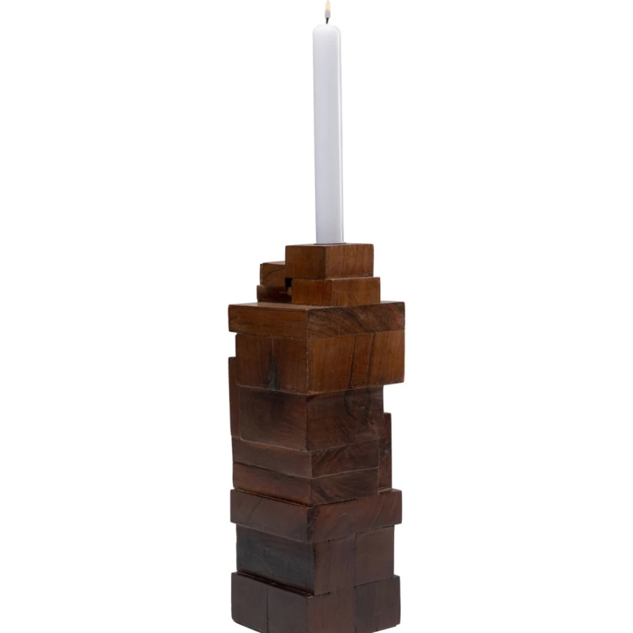 KARE Design Modern Wooden Tetris Candle Holder - 31cm Handcrafted Home Decor