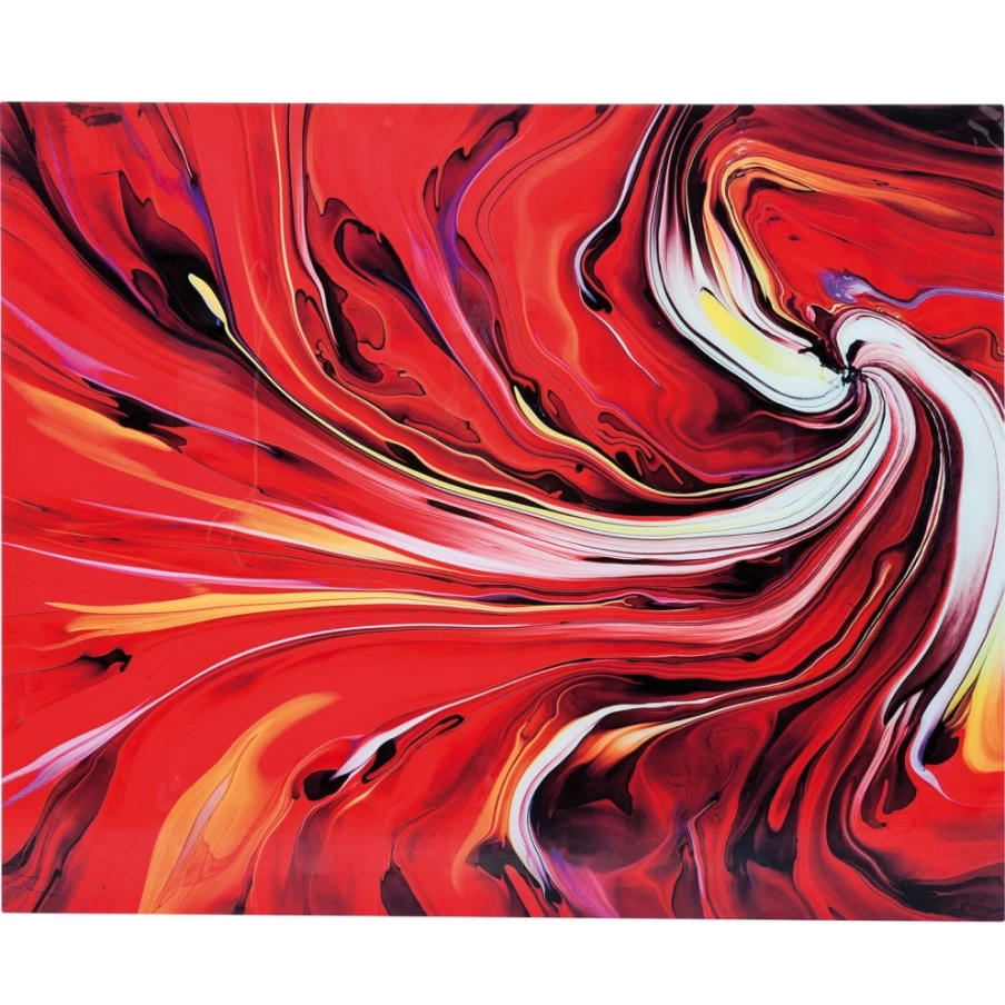 KARE Design Modern Abstract Picture Glass Chaos Fire Wall Art 150x120 cm Vibrant Home Decor