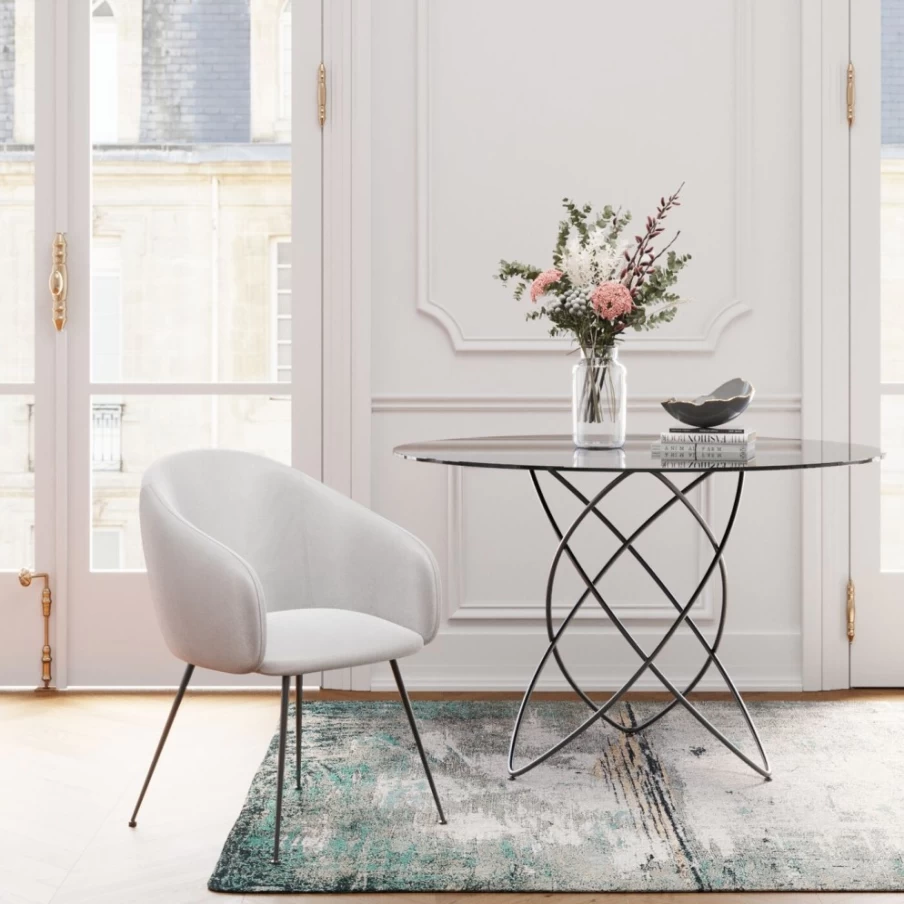 "KARE Design Lorena Grey Armchair – Modern Comfort with Stylish Armrests"