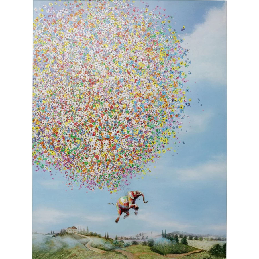 "KARE Design Flying Elephant Canvas Art Print - 80x100cm Surreal Daytime Wall Decor"