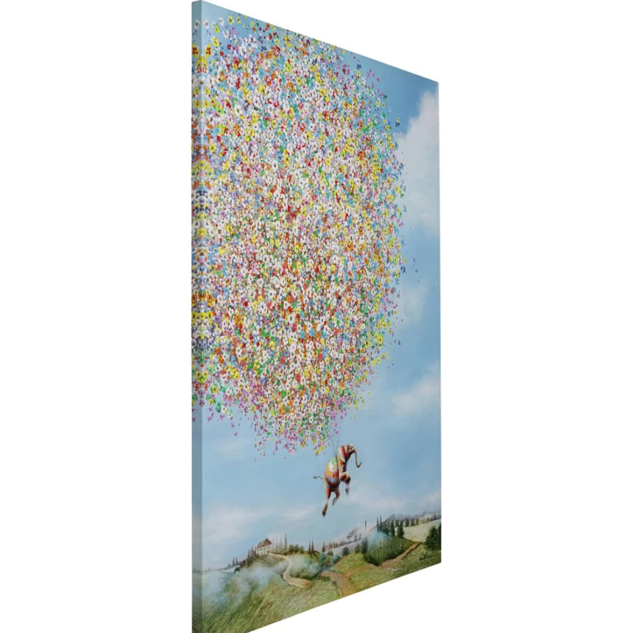"KARE Design Flying Elephant Canvas Art Print - 80x100cm Surreal Daytime Wall Decor"