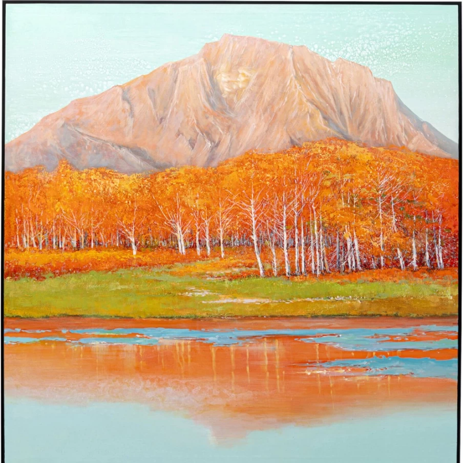 "KARE Design Framed Autumn Landscape Art Print 120x120cm - Modern Square Wall Decor"