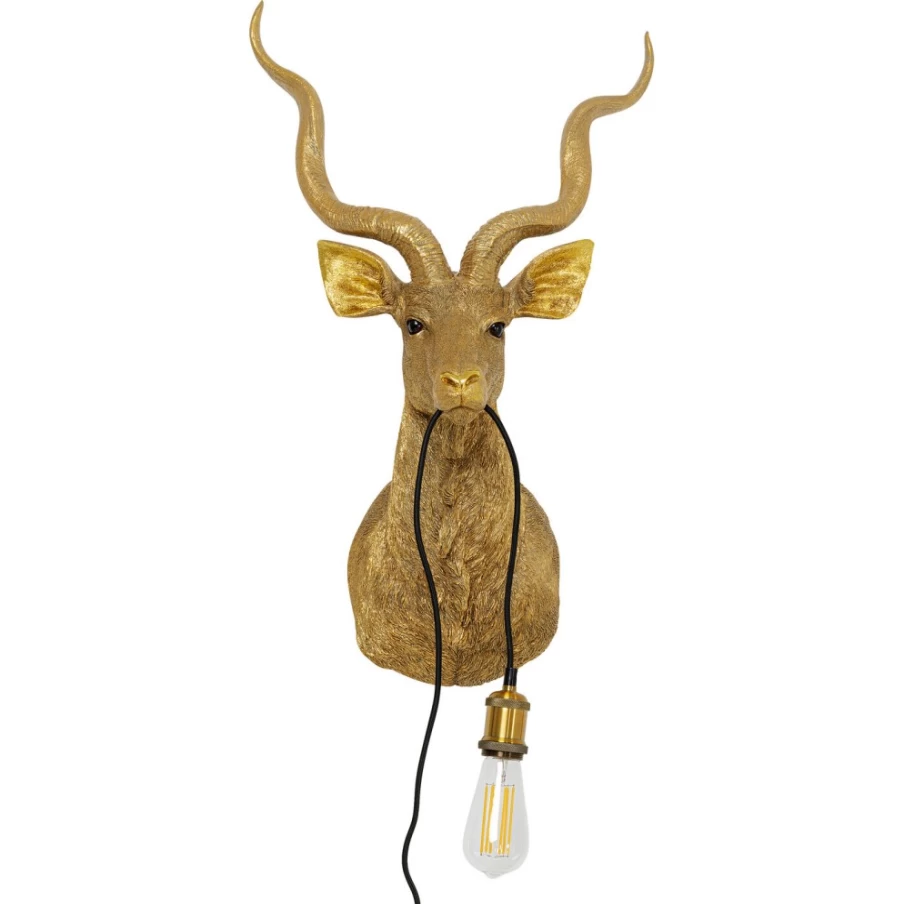 KARE Design Modern Gold Goat Wall Lamp 45x74cm Animal Sculpture Lighting Decor