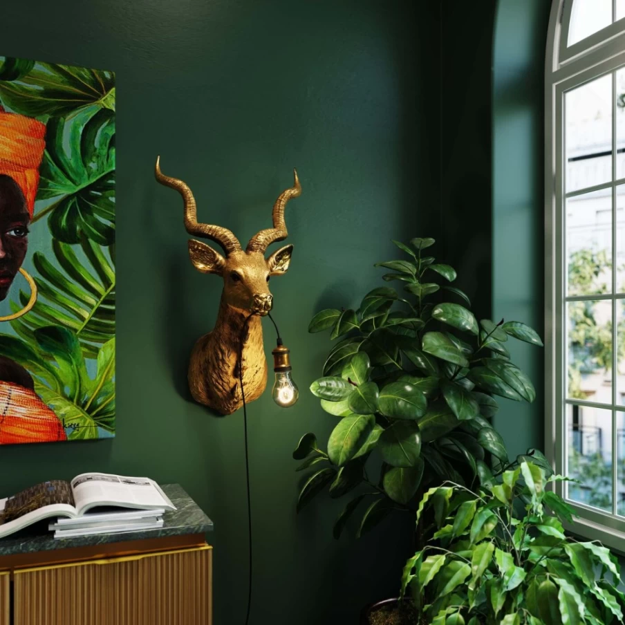 KARE Design Modern Gold Goat Wall Lamp 45x74cm Animal Sculpture Lighting Decor