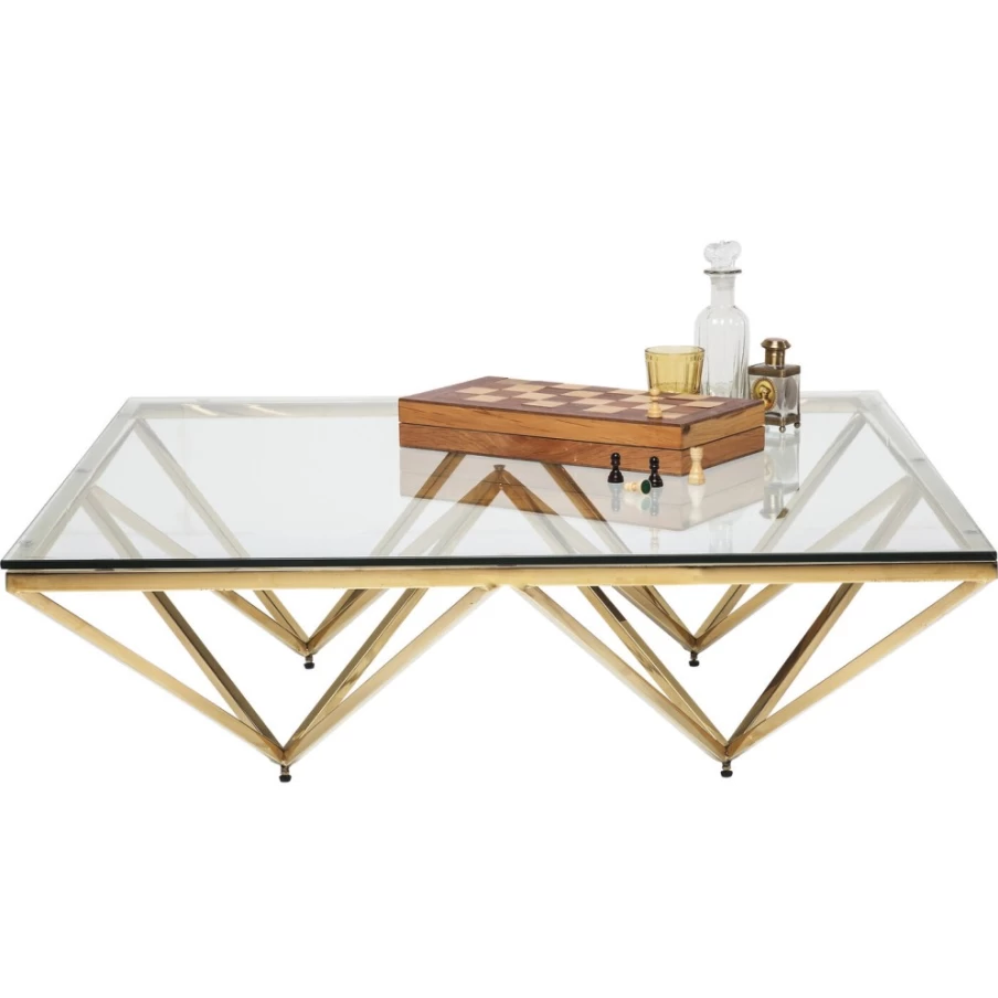 KARE Design Modern Gold Coffee Table 105x105 cm - Luxury Square Network Metal Side Table for Living Room