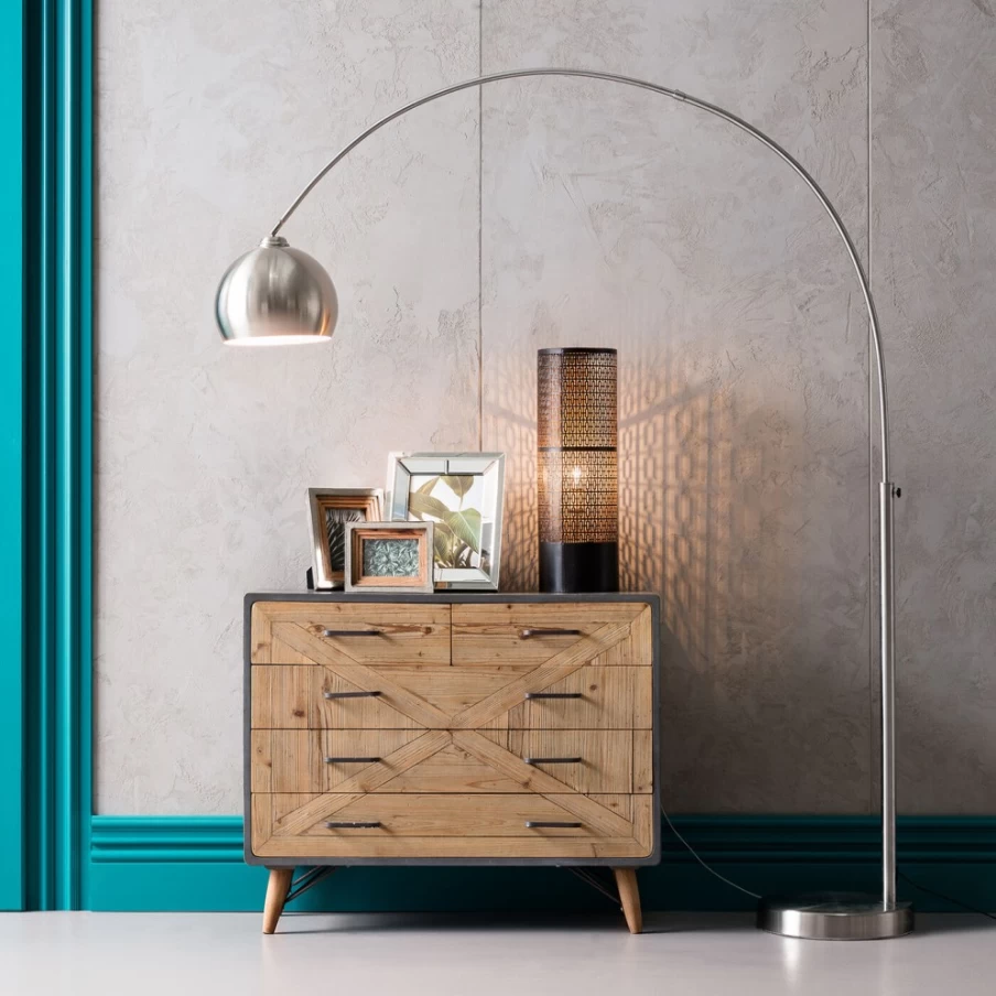KARE Design Modern Satin Floor Lamp - Elegant Lounge Lighting for Small Spaces, Energy-Efficient Econo Deal