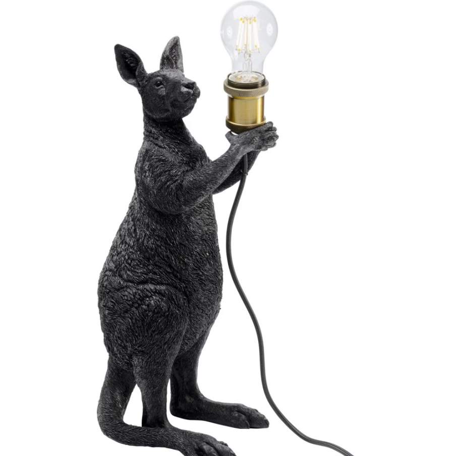 KARE Design Modern Kangaroo Table Lamp - 46cm Black Matt Finish Animal Decor Lighting