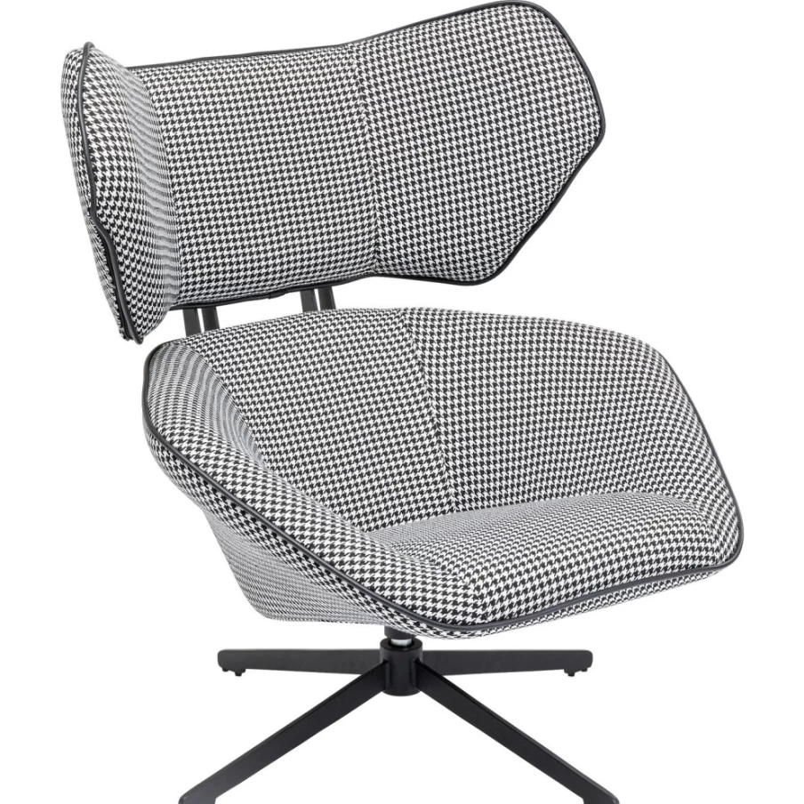 "KARE Design Toledo Swivel Armchair in Black and White – Modern Rotating Lounge Chair"