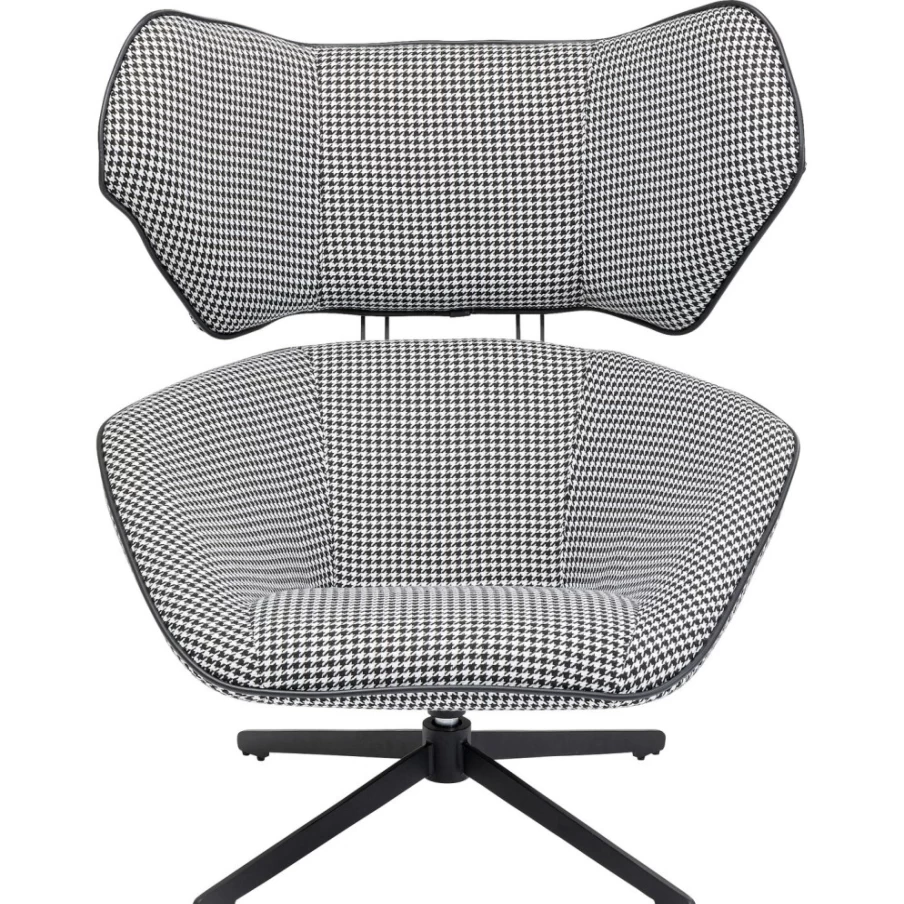 "KARE Design Toledo Swivel Armchair in Black and White – Modern Rotating Lounge Chair"