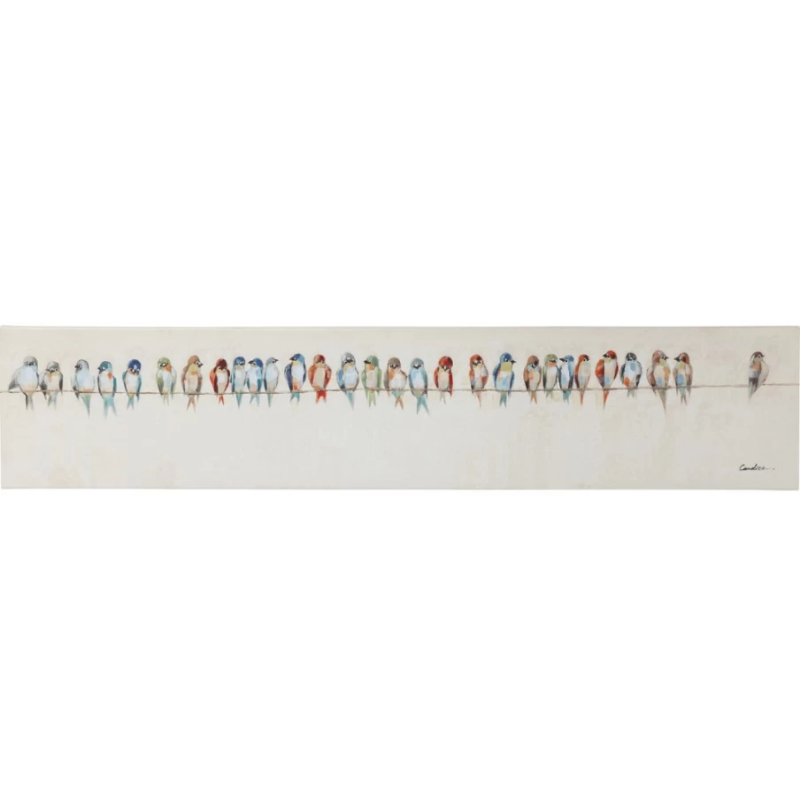 "KARE Design Modern Birds Meeting Wall Art Picture 150x30cm Touched Texture Decor"
