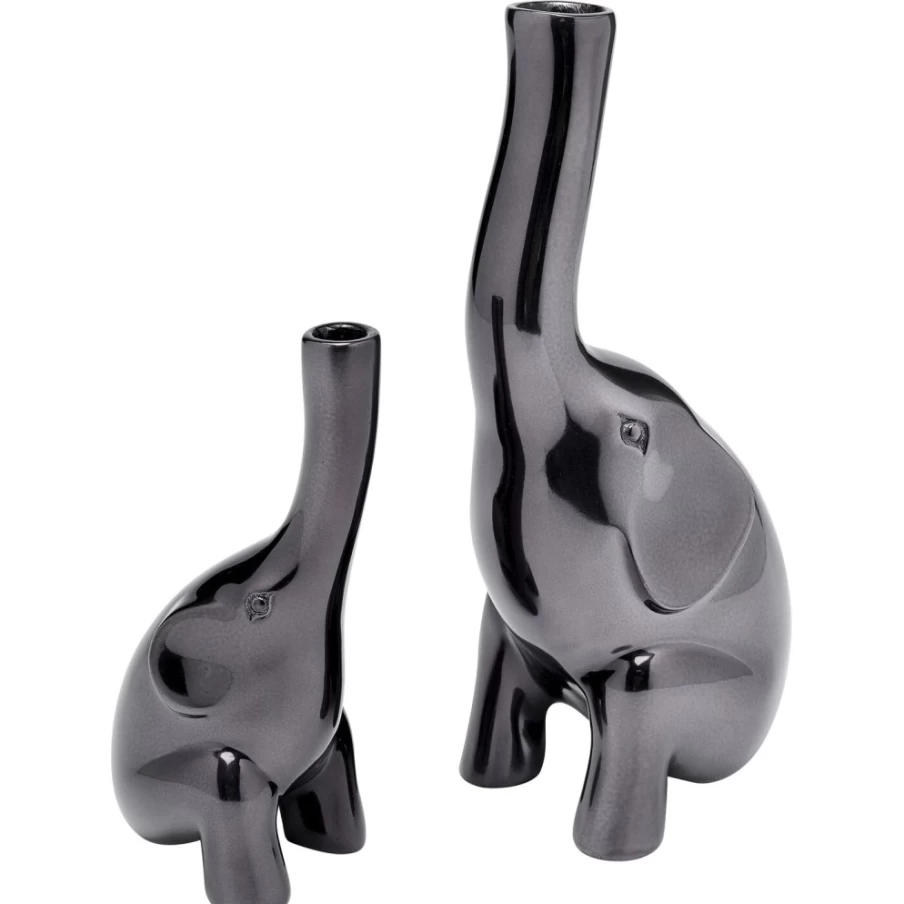 KARE Design Modern Anthracite Buddy Decorative Vase Set of 2 for Home Decor