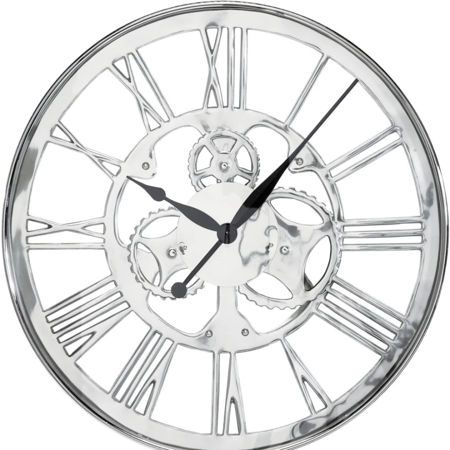 "KARE Design Modern Wall Clock with Gear Decor - 60cm Round Vintage Industrial Style for Home & Office"