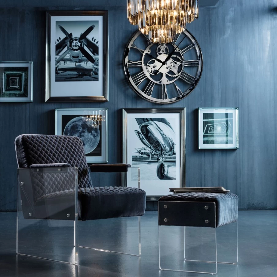 "KARE Design Modern Wall Clock with Gear Decor - 60cm Round Vintage Industrial Style for Home & Office"