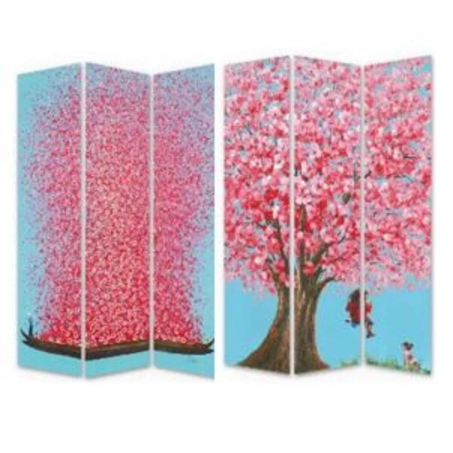 "KARE Design Modern Room Divider - Boat Vs Flower Girl Pattern, 120x180cm, Freestanding Partition Screen for Home Decor"