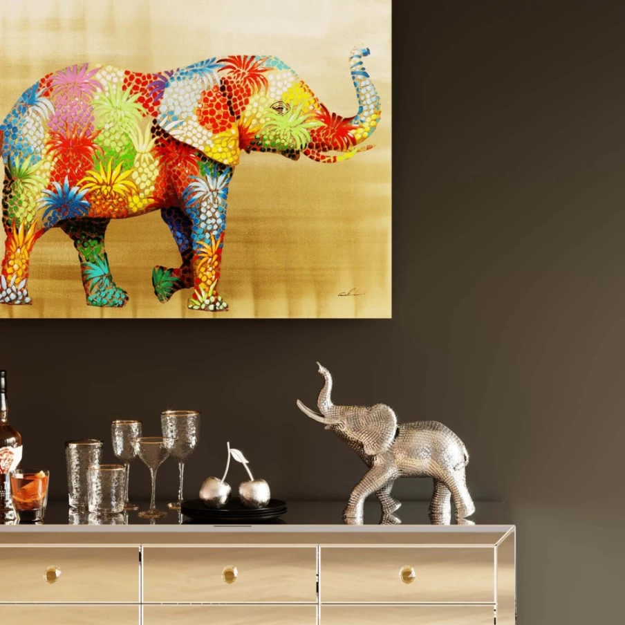 KARE Design Modern Mosaic Elephant Decor Statue - 41cm Handmade Figurine for Home & Garden