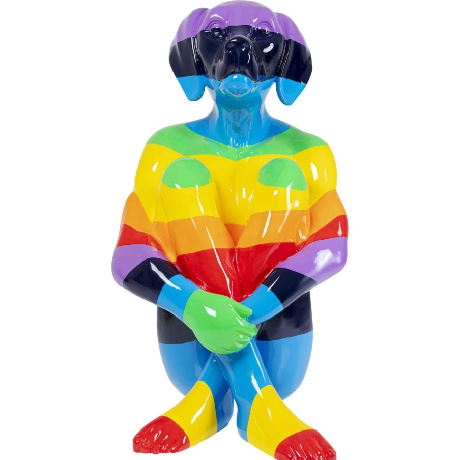 KARE Design Modern Rainbow Sitting Dog Decor Figurine - 173cm Colorful Sculpture for Home & Garden