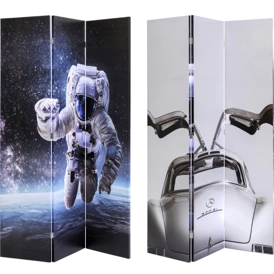 KARE Design Room Divider Triptych Canvas Art - Vintage Car & Man Portrait 120x180cm Modern Home Decor