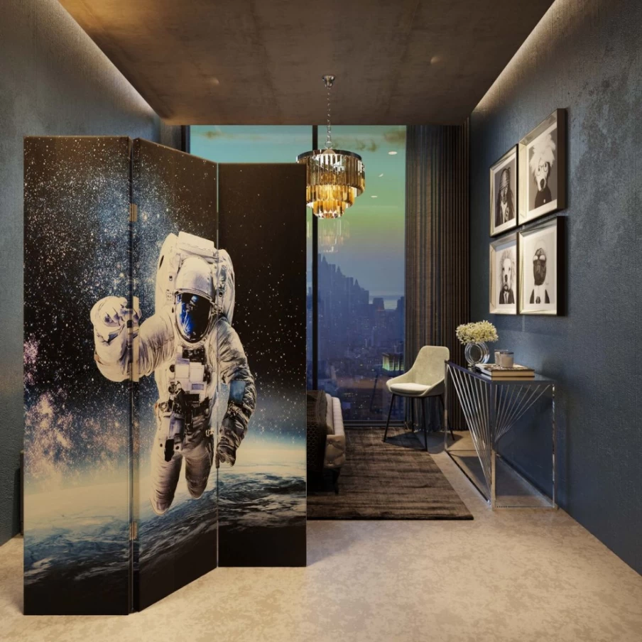 KARE Design Room Divider Triptych Canvas Art - Vintage Car & Man Portrait 120x180cm Modern Home Decor