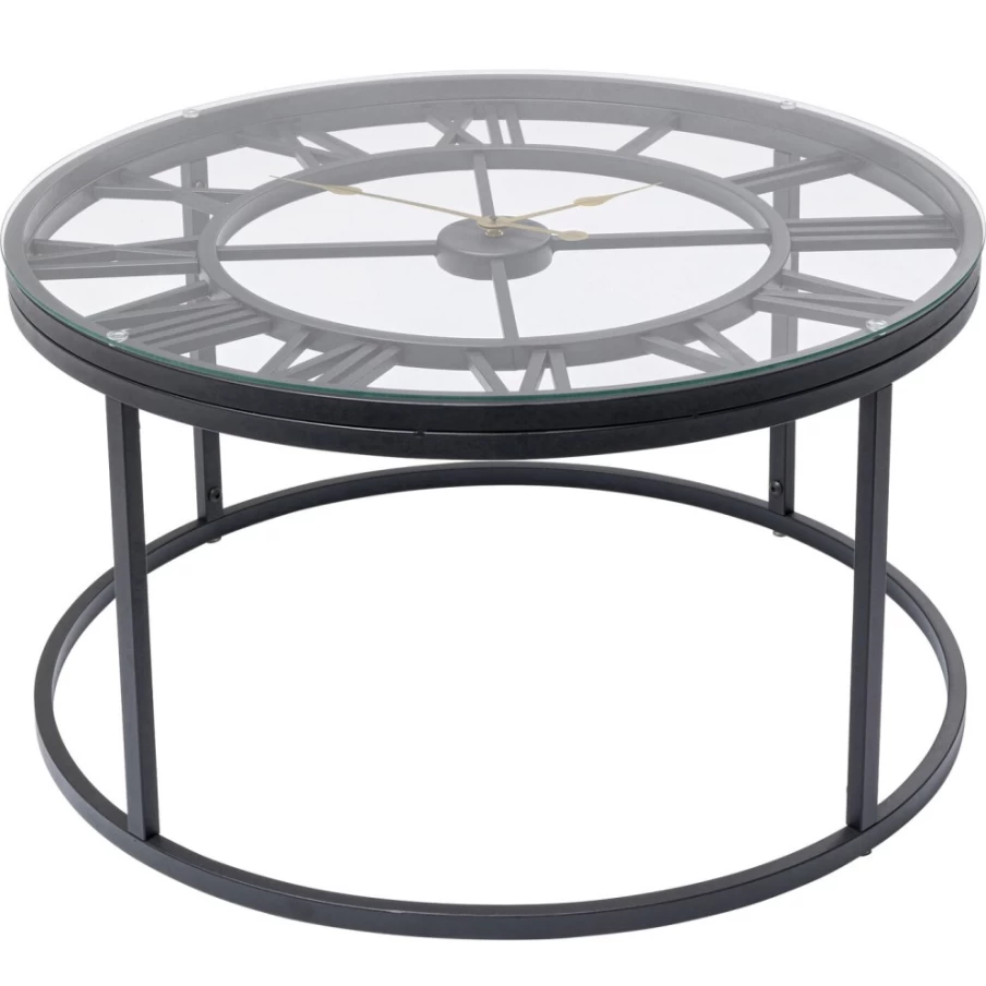 KARE Design Modern Roman Black Side Table - 76cm Round Accent Table for Living Room