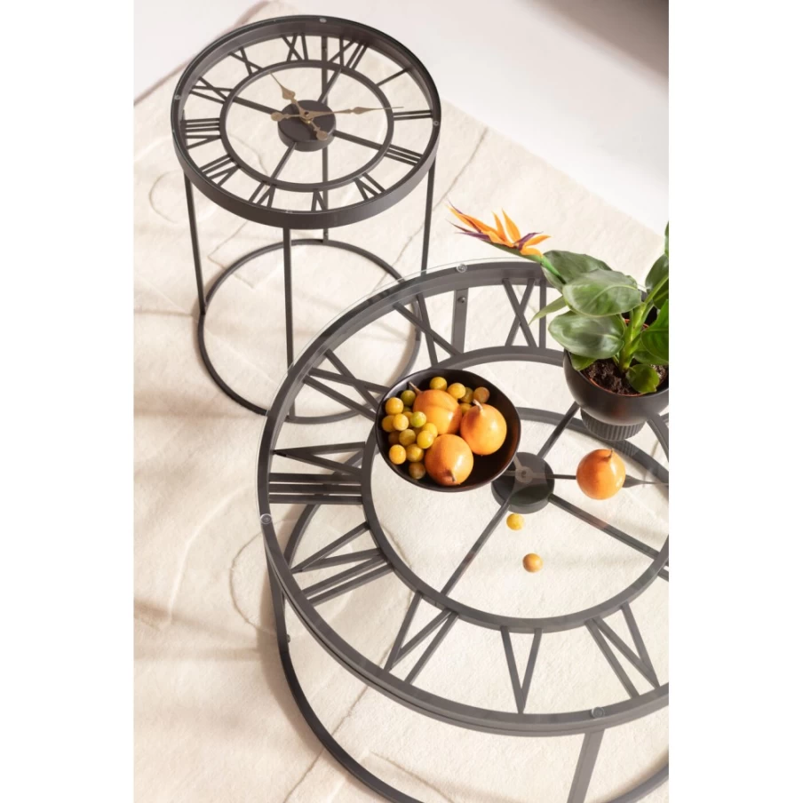 KARE Design Modern Roman Black Side Table - 76cm Round Accent Table for Living Room