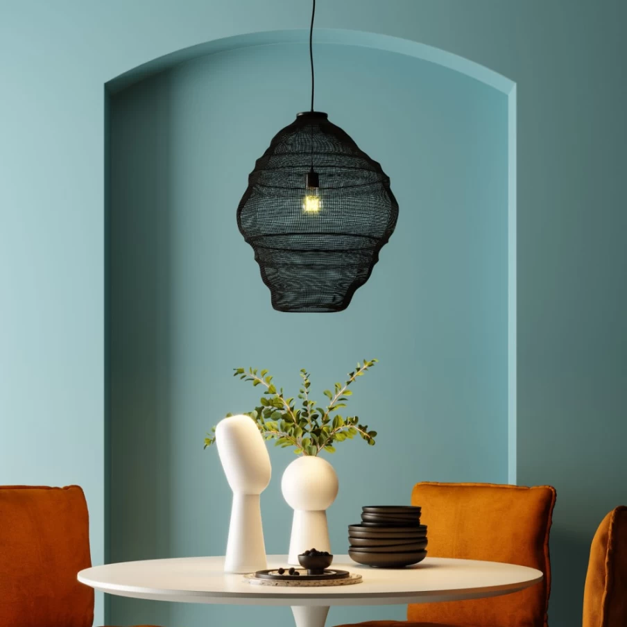 KARE Design Modern Cocoon Pendant Lamp - 45cm Black Hanging Light for Contemporary Interior