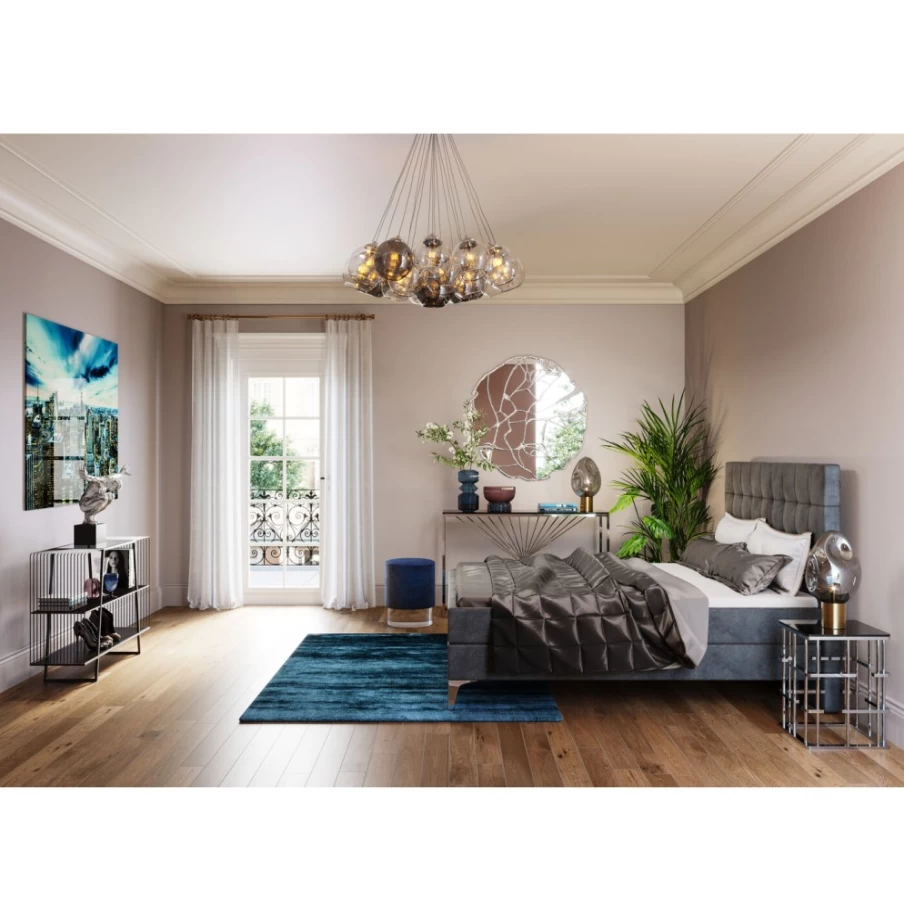 KARE Design Benito Star Grey Boxspring Bed 180x200 cm Modern Luxury Bed Frame
