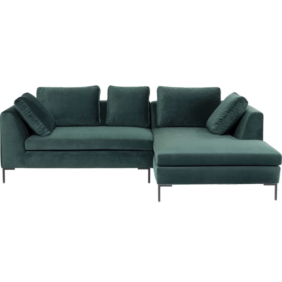 KARE Design Gianni Small Right-Hand Corner Sofa in Luxurious Dark Green Velvet